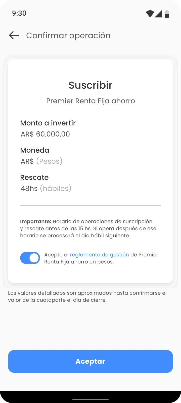 Previous version of the confirmation, titled Subscribe (Suscribir)